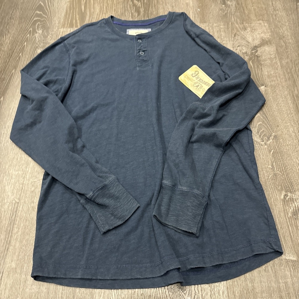 NWT Roebuck & Co Men's Blue Long Sleeve Henley Shirt Size: XXL Heather Blue